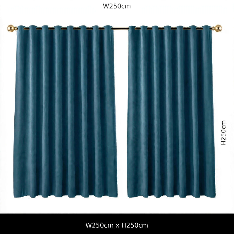 Anydrape Luxury Ocean Blue Curtains Blackout Velvet Dining Windows