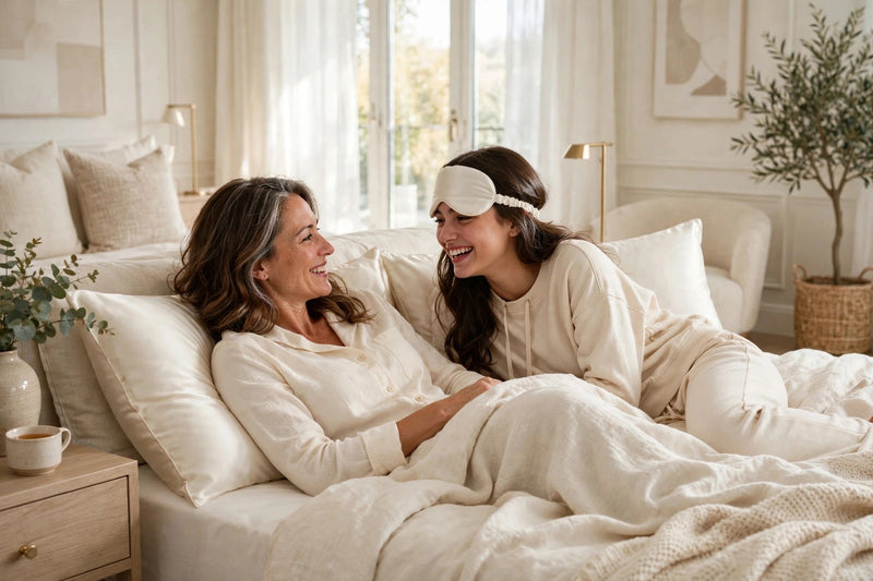 ANYHOUZ Pillowcase 50x75cm White Set with Eye Mask Natural Mulberry Silk for Comfortable and Relaxing Home Bed