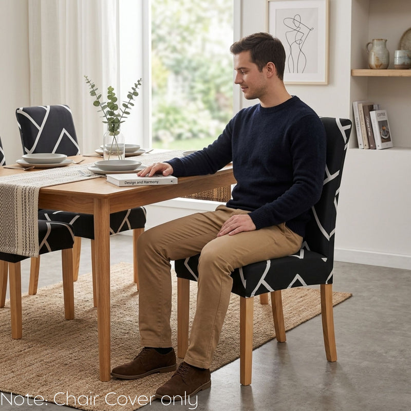 Anyseat Black Square Lattice Print Elastic Chair Cover – Plain Dining Slipcover & Home Décor