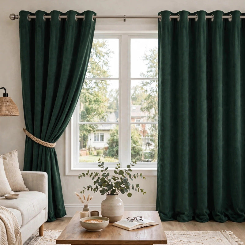 Anydrape Green Velvet Blackout Curtains – High‑Quality Modern Luxury Drapes for Living Room, Bedroom & Dining Windows