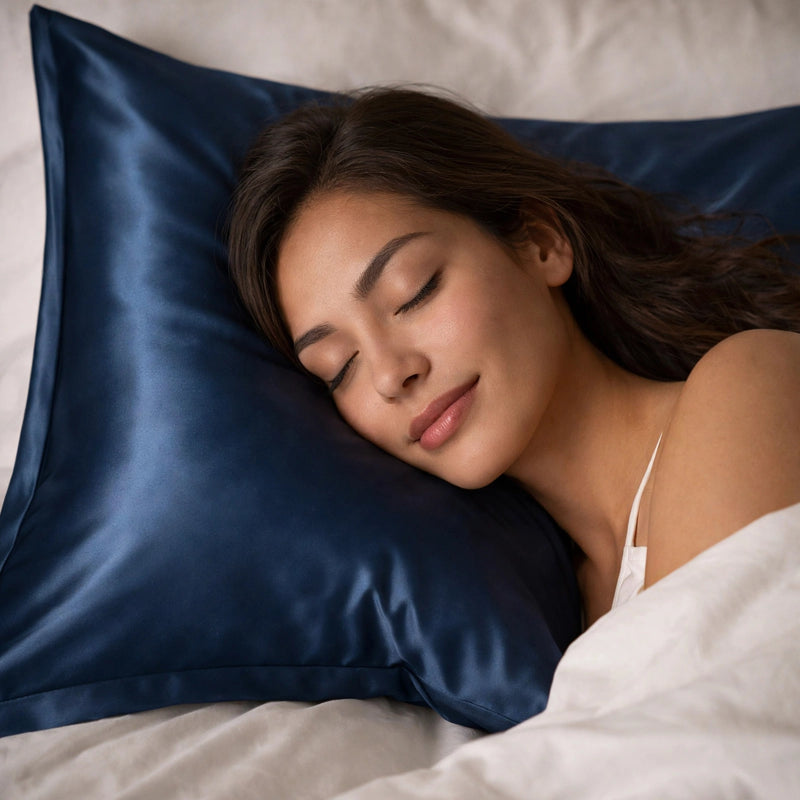 ANYHOUZ Pillowcase 50x75cm Dark Blue Natural Mulberry Silk For Comfortable And Relaxing Home Bed