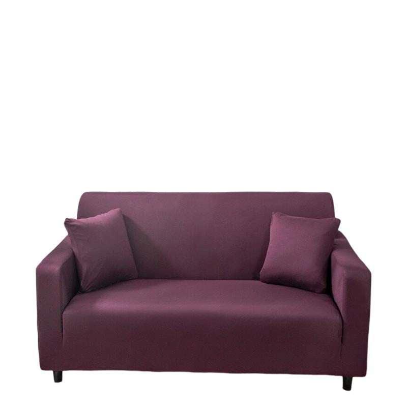 Anyhouz 4 Seater Sofa Cover Plain Bean Paste Red Style and Protection For Living Room Sofa Chair Elastic Stretchable Slipcover