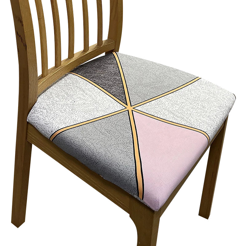 Anyseat Chair Cover Grey and Pink with Gold Linear Pattern Print Stretch Seat Cover for Home Dinning Kitchen Washable Removable