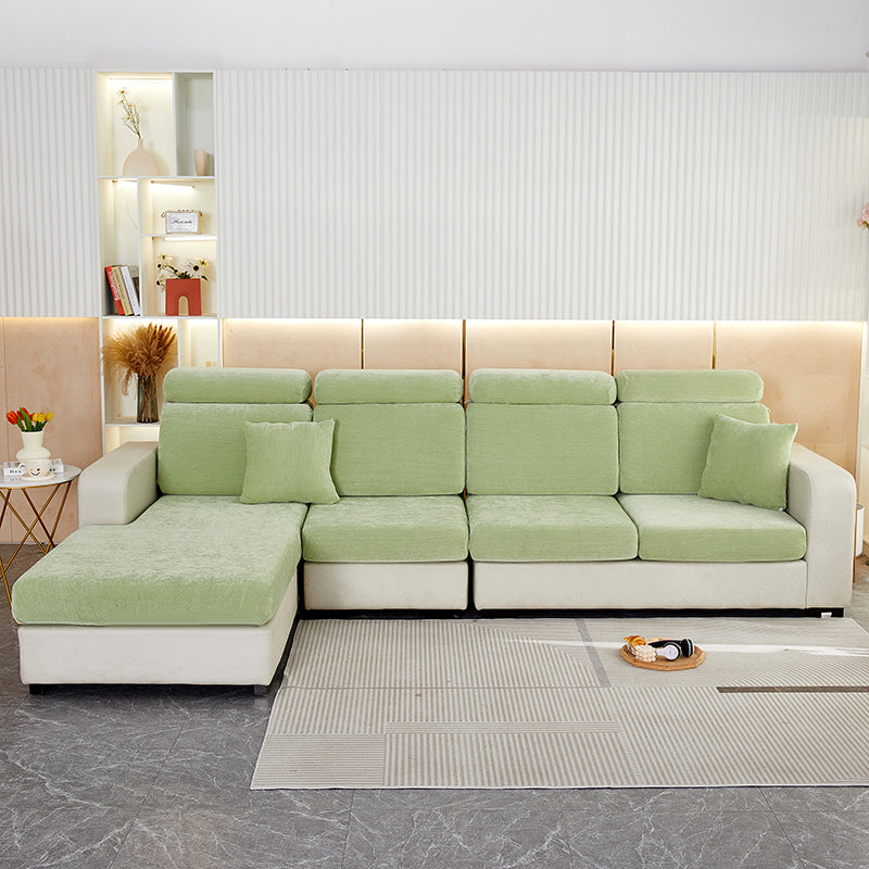 Anyseat Sofa Cover Mint Green L-Shape Polyester Chenille Thick Stretchable Cushion For Living Room Normal Size Medium