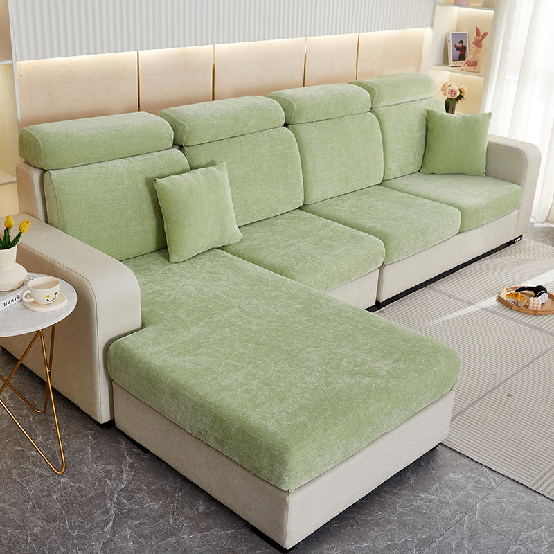 Anyseat Sofa Cover Mint Green L-Shape Polyester Chenille Thick Stretchable Cushion For Living Room Normal Size Medium