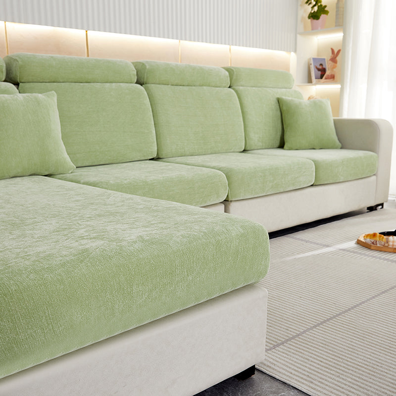 Anyseat Sofa Cover Mint Green L-Shape Polyester Chenille Thick Stretchable Cushion For Living Room Plus Size Extra Large