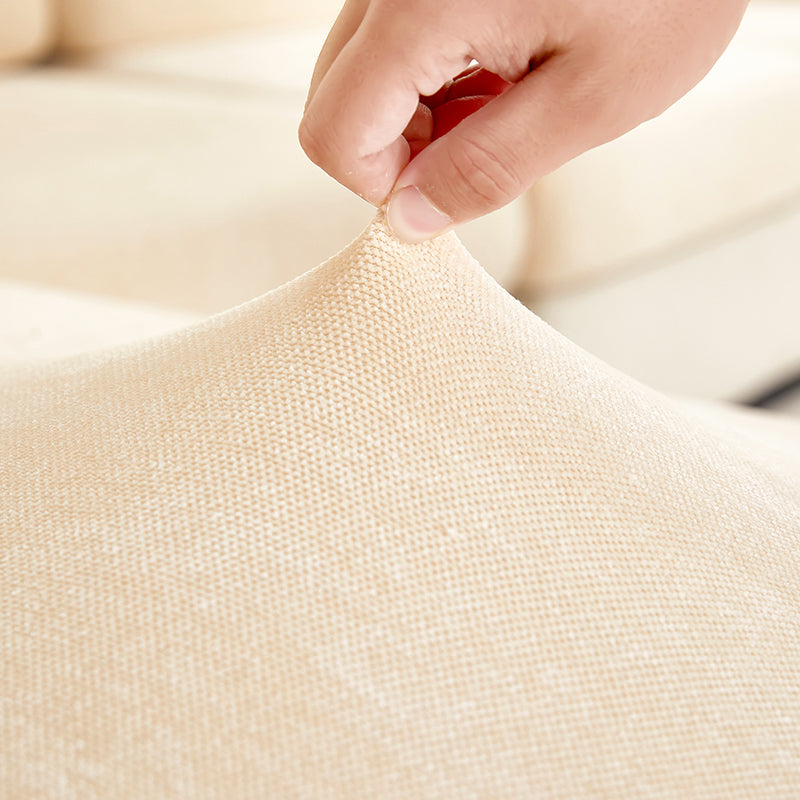 Anyseat Sofa Cover Beige L-Shape Polyester Chenille Thick Stretchable Cushion For Living Room Back Cushion