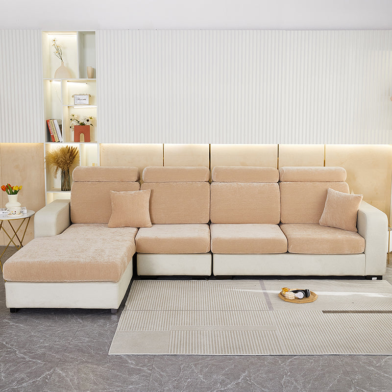 Anyseat Sofa Cover Coffee L-Shape Polyester Chenille Thick Stretchable Cushion For Living Room Back Cushion