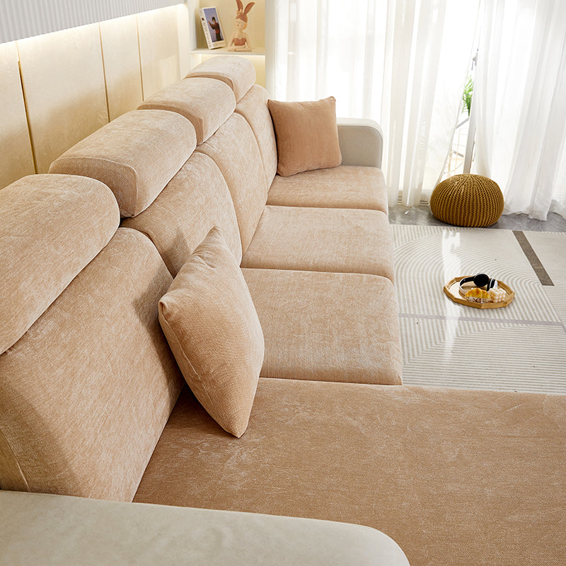 Anyseat Sofa Cover Coffee L-Shape Polyester Chenille Thick Stretchable Cushion For Living Room Normal Size Large