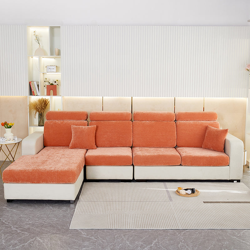 Anyseat L‑Shape Sofa Cover Rustic Orange Chenille Polyester Thick Stretchable Cushion Protector for Living Room