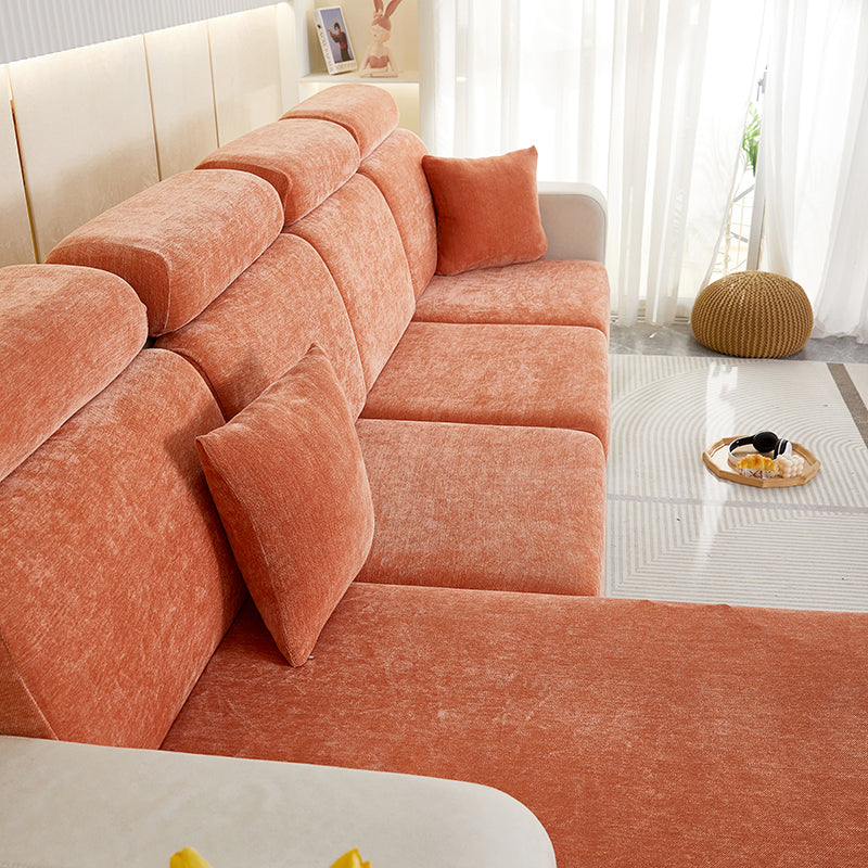 Anyseat Sofa Cover Rustic Orange L-Shape Polyester Chenille Thick Stretchable Cushion For Living Room Head Cushion Large