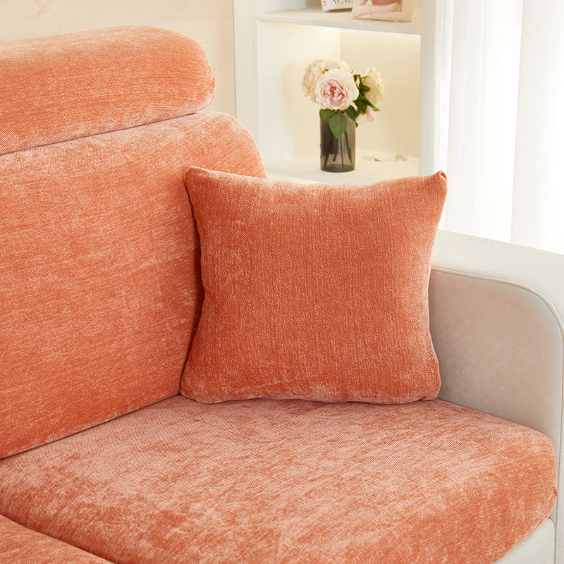 Anyseat L‑Shape Sofa Cover Rustic Orange Chenille Polyester Thick Stretchable Cushion Protector for Living Room