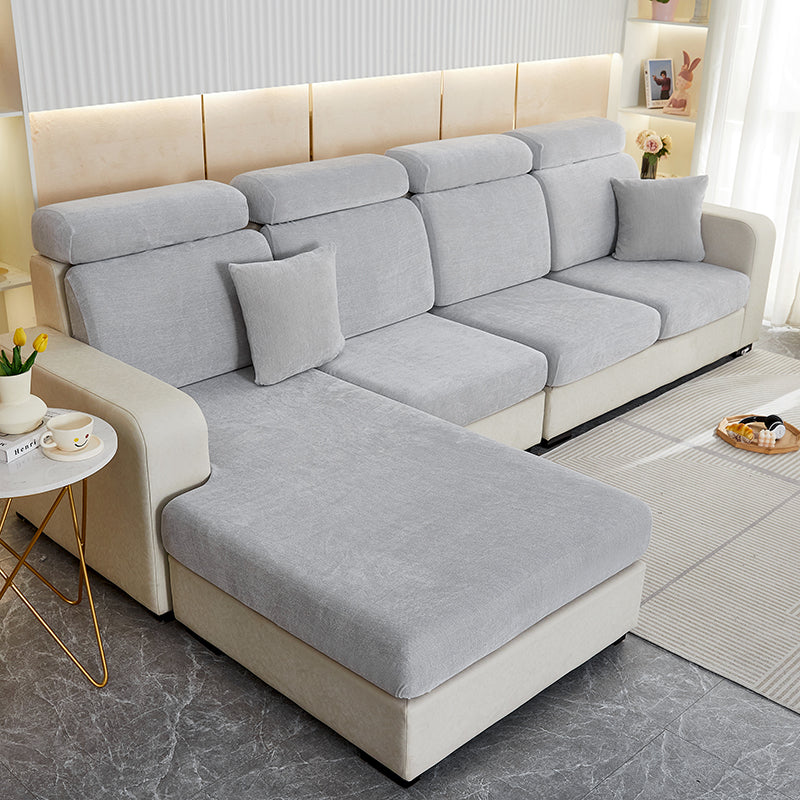 Anyseat Sofa Cover Light Gray L-Shape Polyester Chenille Thick Stretchable Cushion For Living Room Head Cushion Medium