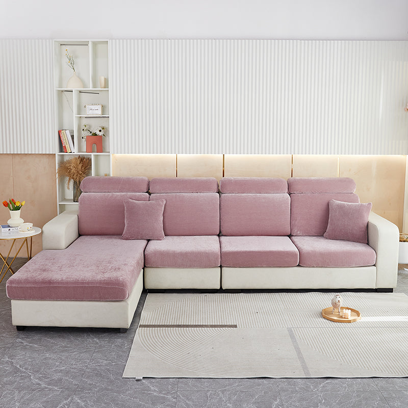 Anyseat Sofa Cover Old Rose L-Shape Polyester Chenille Thick Stretchable Cushion For Living Room Plus Size Extra Large
