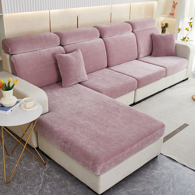 Anyseat L‑Shape Sofa Cover Old Rose Chenille Polyester Thick Stretchable Cushion Protector for Living Room