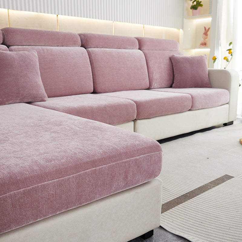 Anyseat Sofa Cover Old Rose L-Shape Polyester Chenille Thick Stretchable Cushion For Living Room Plus Size Extra Large