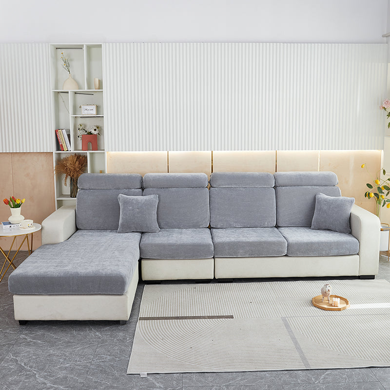 Anyseat Sofa Cover Dark Gray L-Shape Polyester Chenille Thick Stretchable Cushion For Living Room Enlarge Size Large