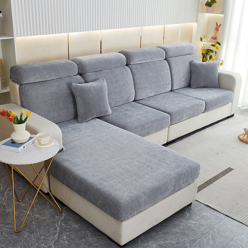 Anyseat Sofa Cover Dark Gray L-Shape Polyester Chenille Thick Stretchable Cushion For Living Room Plus Size Extra Large