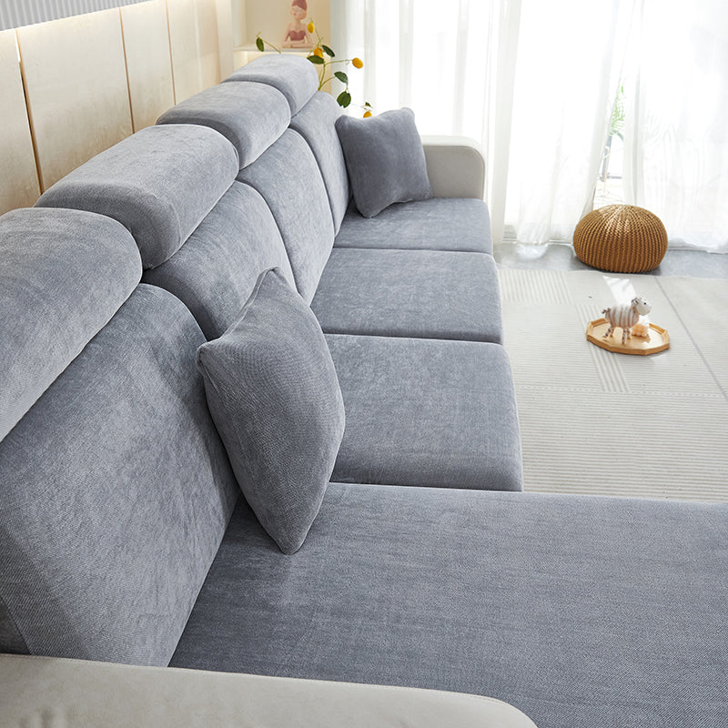 Anyseat Sofa Cover Pastel Blue L-Shape Polyester Chenille Thick Stretchable Cushion For Living Room Head Cushion Large