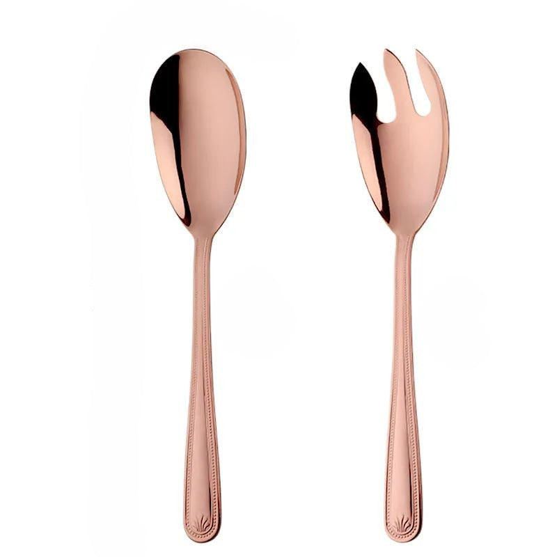 Anygleam Rose Gold Salad Spoon and Fork Set – Stainless Steel 2pcs
