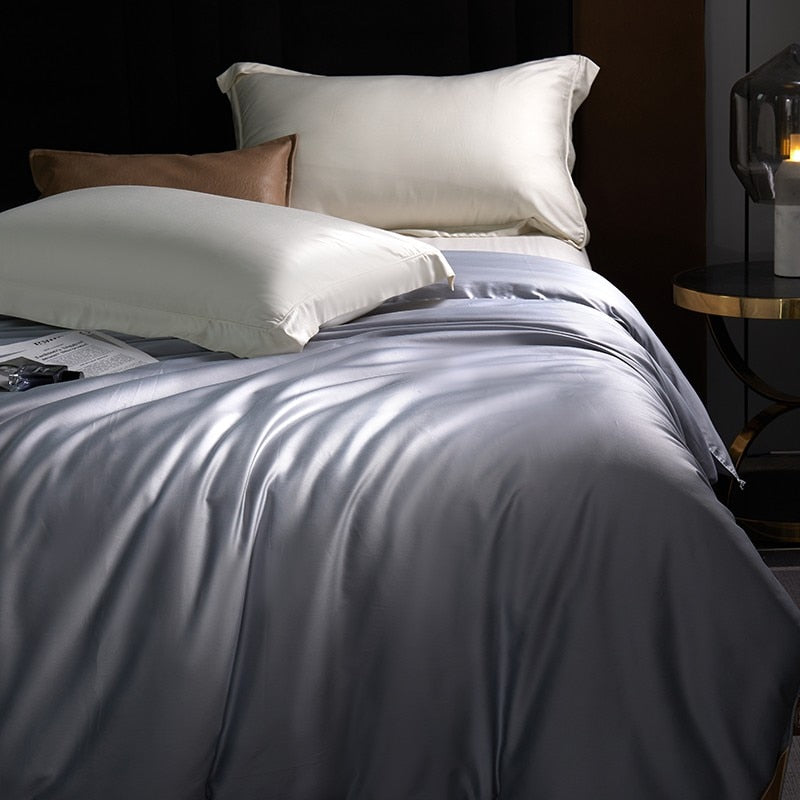 Anycozy Duvet Cover Gray Premium Soft Mulberry Silk Blanket Comforter 2000G