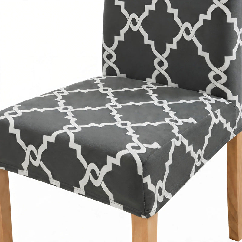 Anyseat Gray Chain Link Pattern Print Elastic Chair Cover – Plain Dining Slipcover & Home Décor