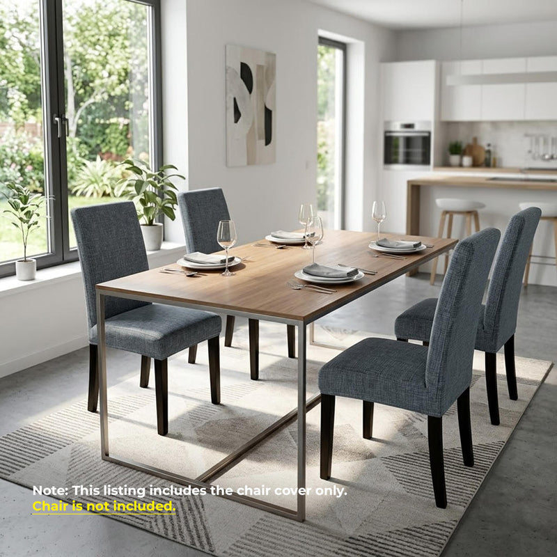 Anyseat Dark Grey Linear Pattern Design Chair Cover – Elastic Slipcover with Anti‑Dirt Protection for Dining Room, Kitchen, Wedding, Hotel, Banquet & Restaurant