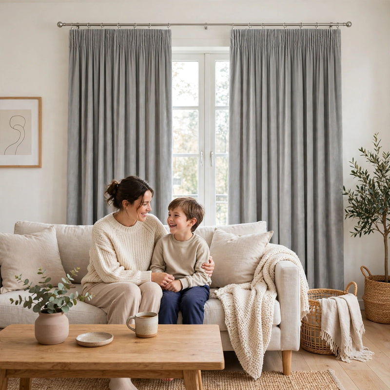 Anydrape Light Gray Velvet Blackout Curtains – High‑Quality Modern Luxury Drapes for Living Room, Bedroom & Dining Windows
