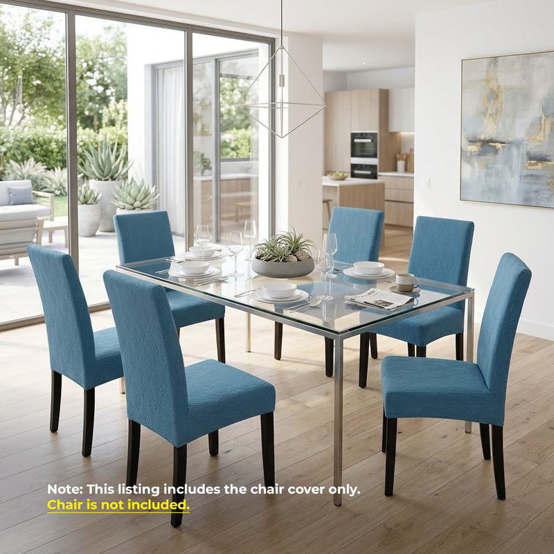 Anyseat Blue Series Leaf Lines Design Chair Cover – Elastic Anti‑Dirt Design for Dining, Kitchen, Wedding, Hotel & Banquet Use