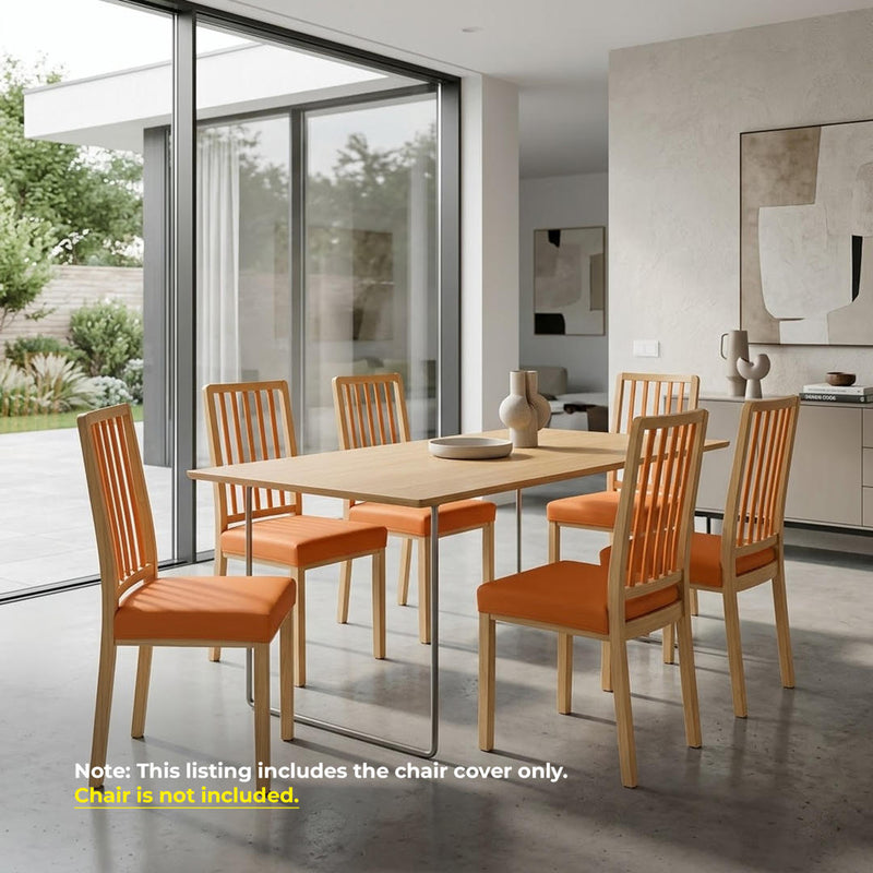 Anyseat Plain Orange Stretch Chair Cover – Washable, Removable Dining & Kitchen Seat Protector