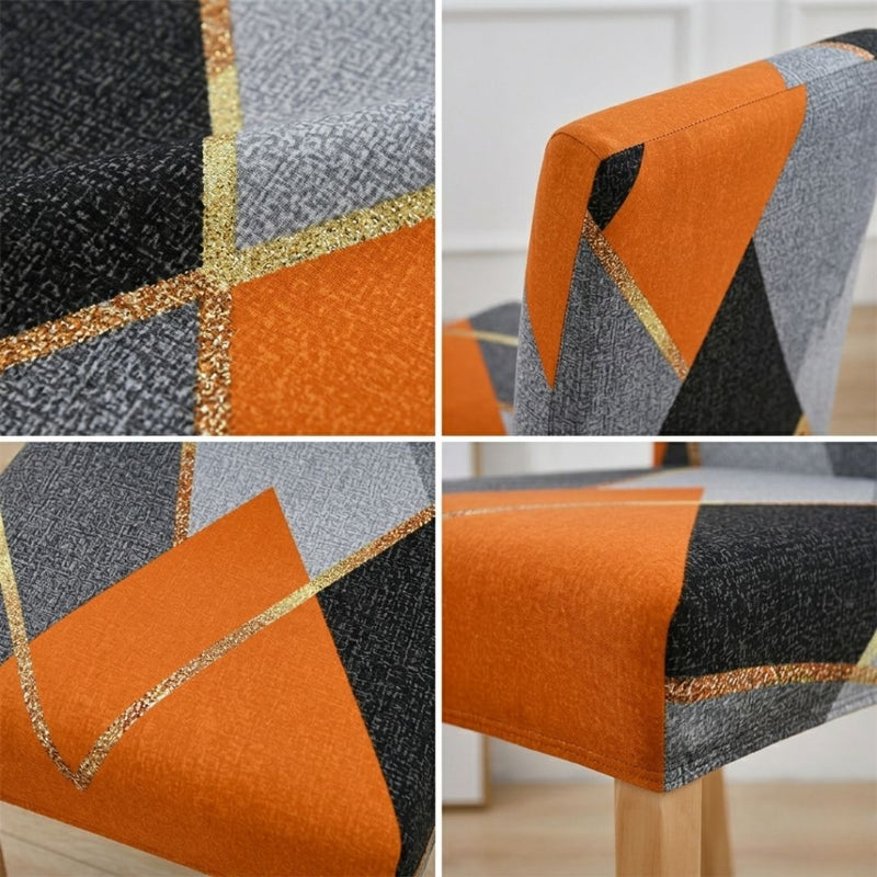 Anyseat Orange Gray Geometric Pattern Print Elastic Chair Cover – Plain Dining Slipcover & Home Décor