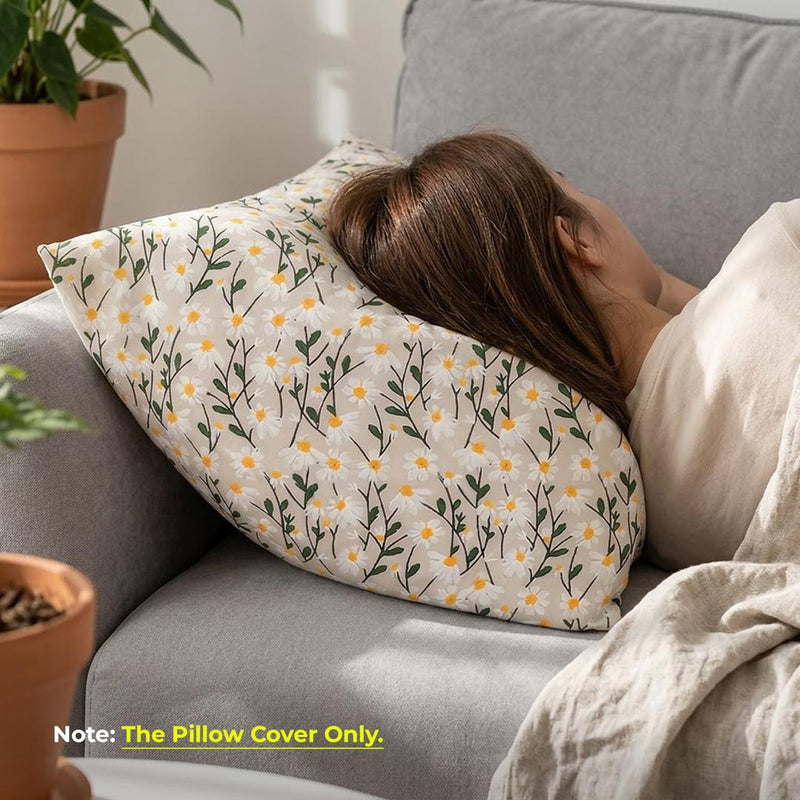 Anypillow Cream Daisy Embroidered Pillowcase Decorative Cushion Cover