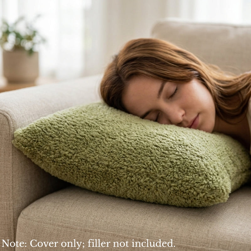 Anypillow Plain Shaggy Plush Decorative Cushion Cover – Soft Throw Pillowcase for Sofa & Bed