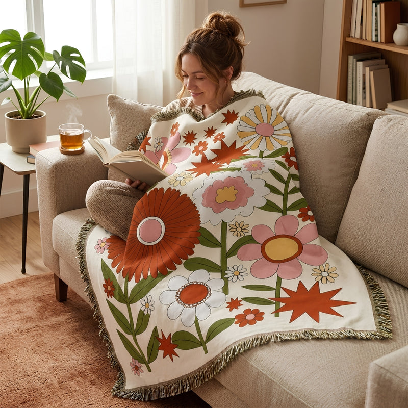 Anycozy Sunflower Design Throw Blanket – Soft Camping Mat & Cozy Home Décor