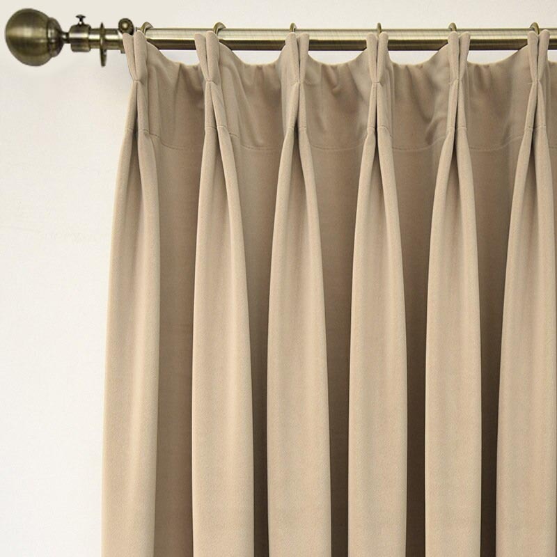 Anydrape 250cm Beige High Quality Modern Velvet Blackout Curtains for Living Room Bedroom Dining Luxury Window Drape