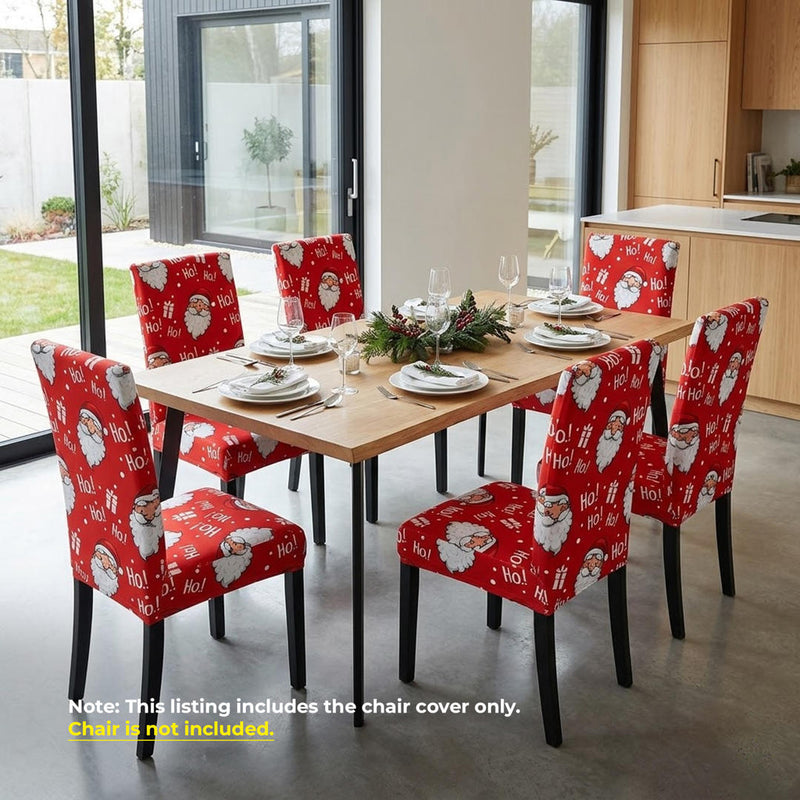 Anyseat Red Santa Claus Ho Design Chair Cover – Elastic Slipcover with Anti‑Dirt Protection for Dining Room, Kitchen, Wedding, Hotel, Banquet & Restaurant