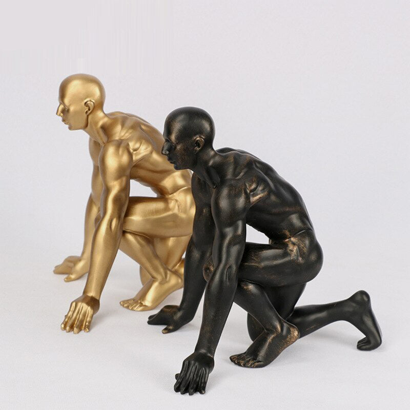 ANYHOUZ Luxury Gold Metal – Running Man Athlete Figurine Sculpture for Living Room, House Display & Elegant Crafts Ornaments