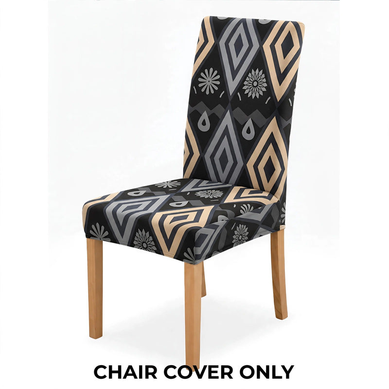 Anyseat Black Pattern Print Elastic Chair Cover – Plain Dining Slipcover & Home Décor