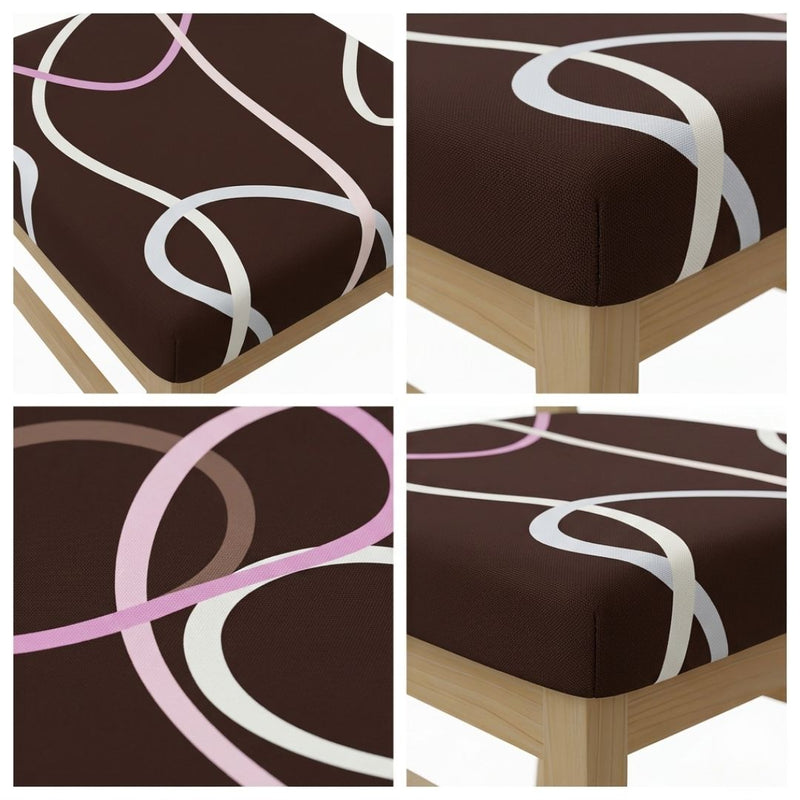 Anyseat Dark Brown White Wave Print Chair Cover – Stretch Washable Removable Seat Cover for Dining & Kitchen