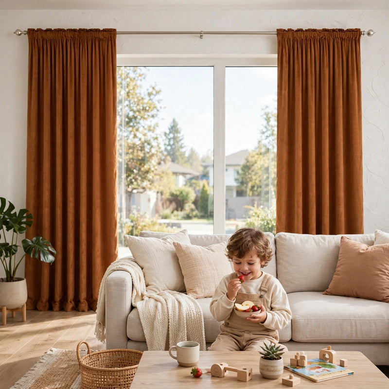 Anydrape Umber Velvet Blackout Curtains – High‑Quality Modern Luxury Drapes for Living Room, Bedroom & Dining Windows