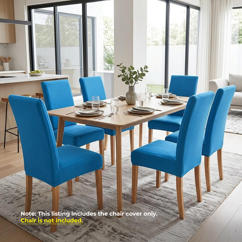 Anyseat Blue Velvet Dining Chair Cover – Plush Stretchable Slipcover for Kitchen & Dining Room Chairs