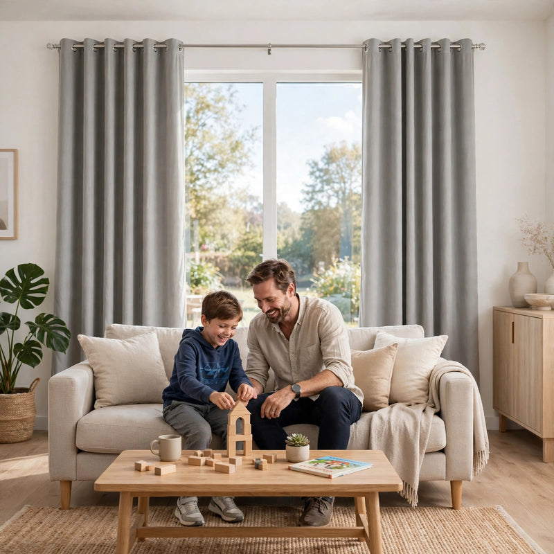 Anydrape Light Gray Velvet Blackout Curtains – High‑Quality Modern Luxury Drapes for Living Room, Bedroom & Dining Windows