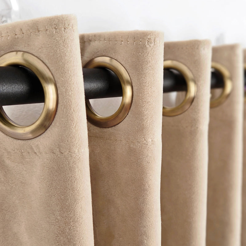 Anydrape Beige Velvet Blackout Curtains – High‑Quality Modern Luxury Drapes for Living Room, Bedroom & Dining Windows