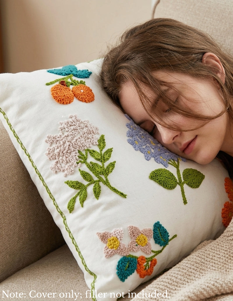 Anypillow Colorful Flower Embroidered Pillowcase Decorative Cushion Cover