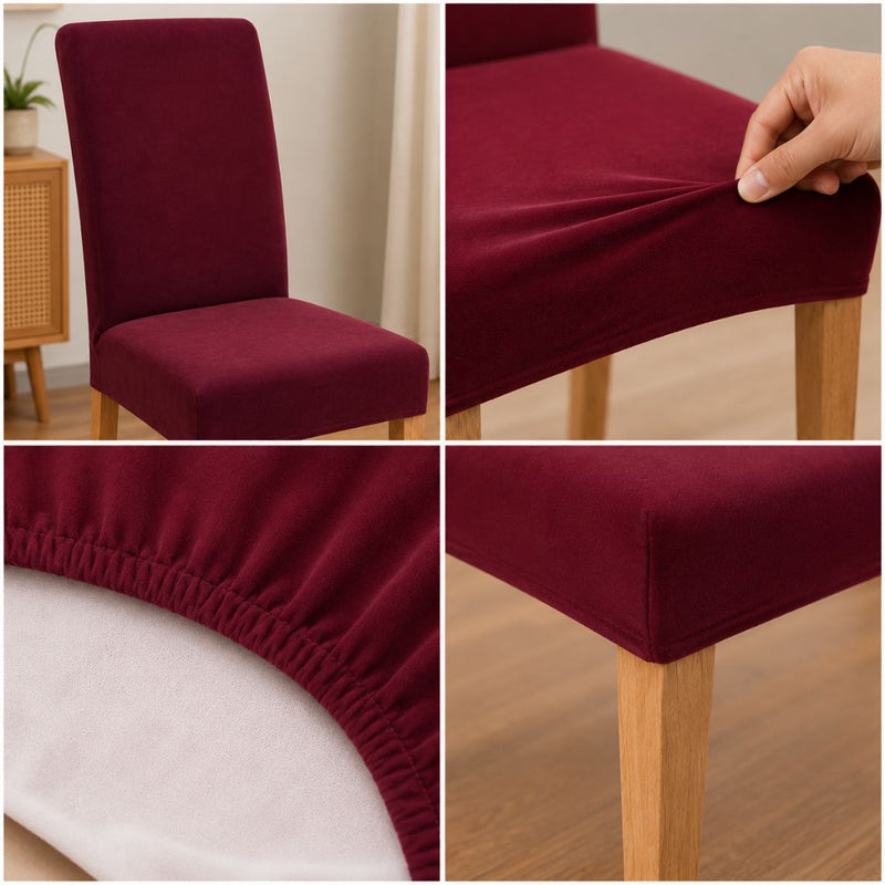 Anyseat Purple Velvet Dining Chair Cover – Plush Stretchable Slipcover for Kitchen & Dining Room Chairs
