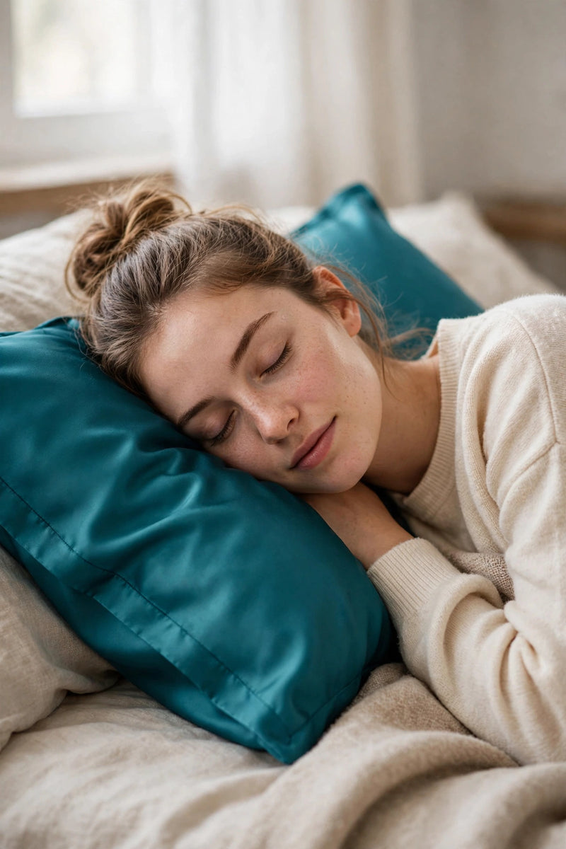ANYHOUZ Pillowcase 50x90cm Teal Pure Real Silk For Comfortable And Relaxing Home Bed