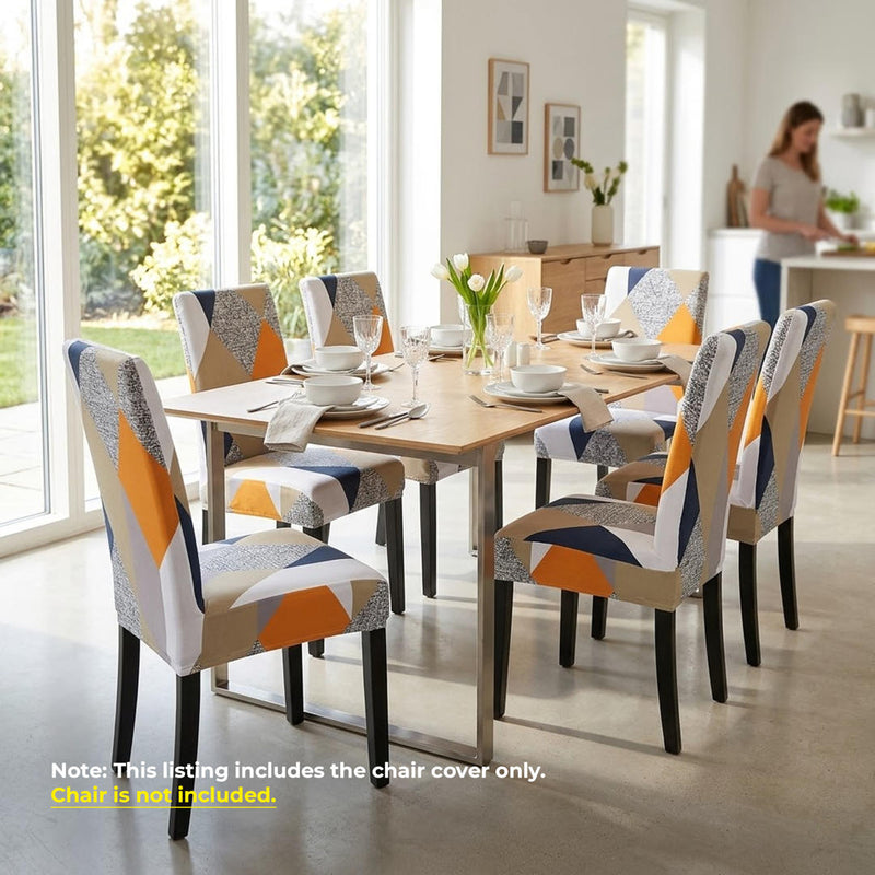 Anyseat Orange Diamond Design Chair Cover – Elastic Slipcover with Anti‑Dirt Protection for Dining Room, Kitchen, Wedding, Hotel, Banquet & Restaurant