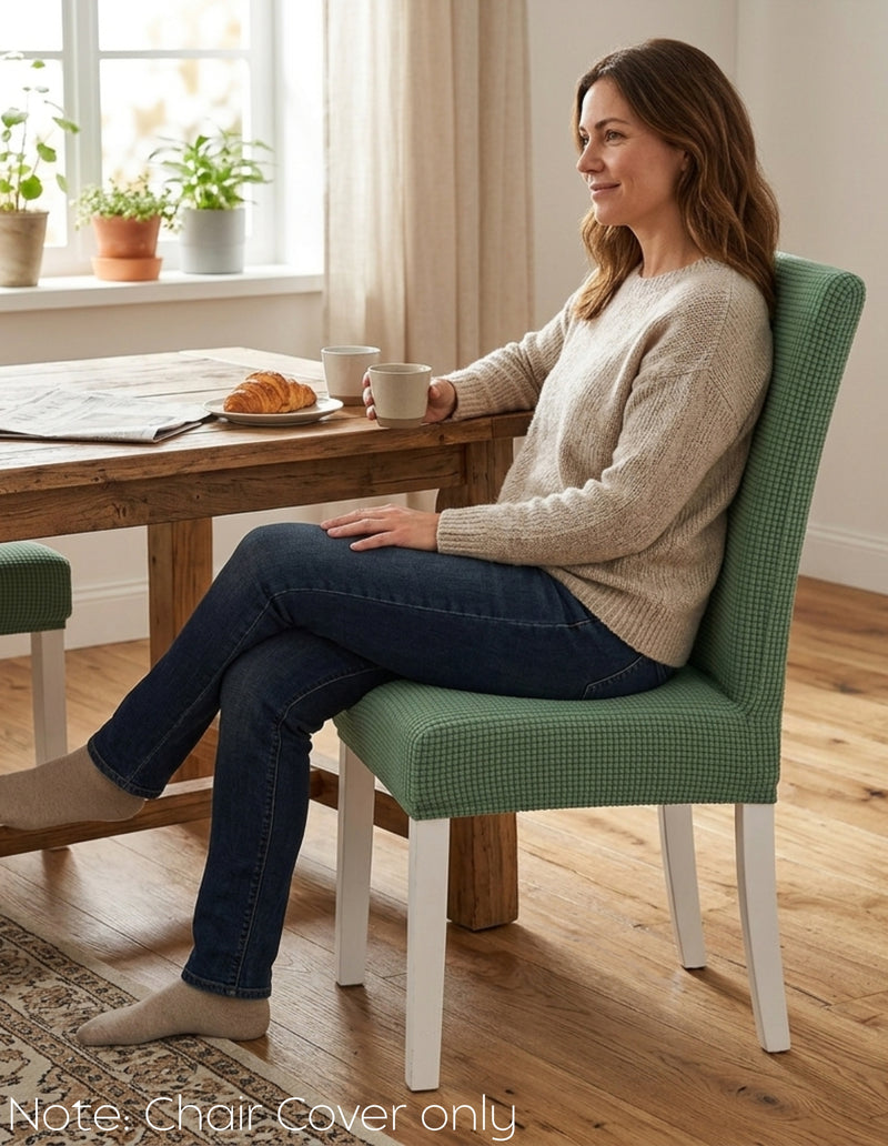 Anyseat Green Waterproof Chair Cover – Corn Kernel Pattern Stretch Slipcover for Dining Room