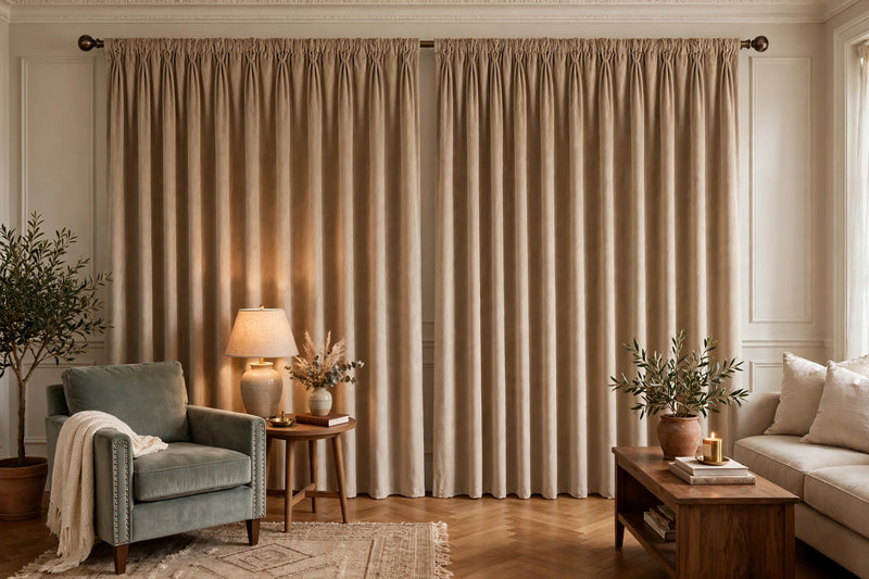 Anydrape Khaki Velvet Blackout Curtains – High‑Quality Modern Luxury Drapes for Living Room, Bedroom & Dining Windows