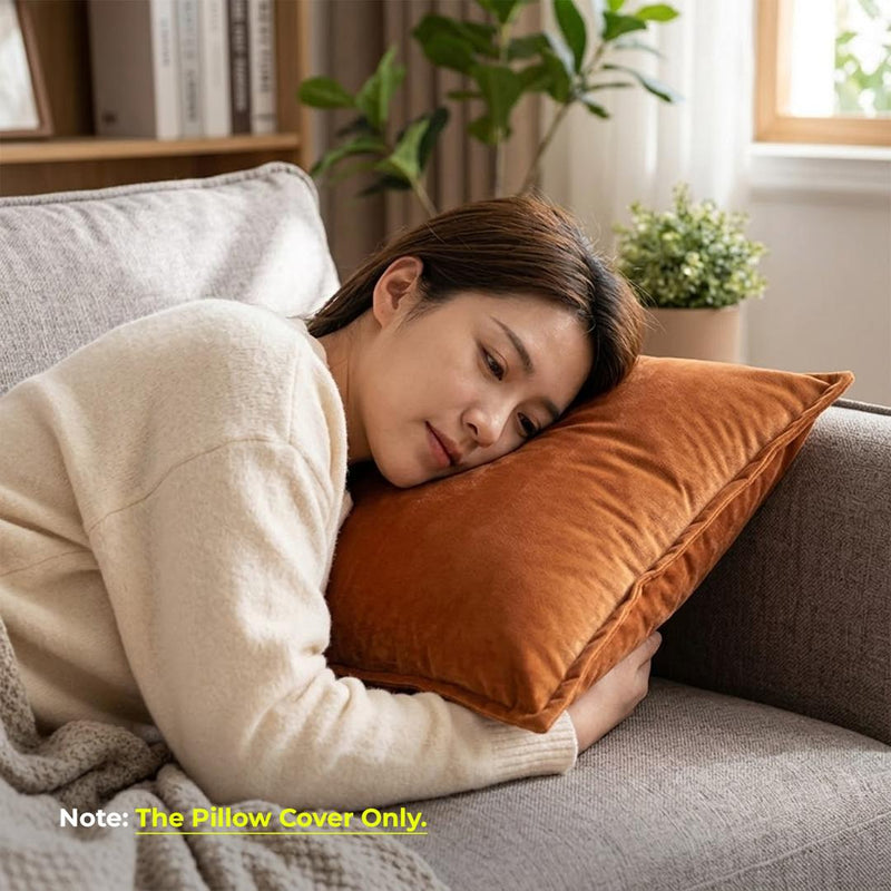 Anypillow Orange Plain Decorative Cushion Cover – Soft Throw Pillowcase for Sofa & Bed